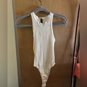 White ribbed bodysuit